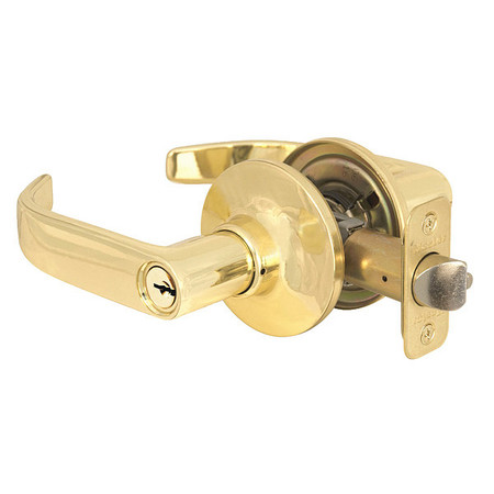 MASTER LOCK Lever Lockset, Bright Brass, Return Style RL0203KA4S