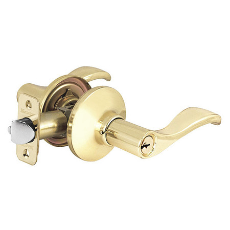 MASTER LOCK Lever Lockset, Polished Brass, Wave Style WL0103KA4