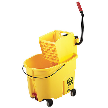 Rubbermaid Commercial 8 3/4 gal WaveBrake Side Press Mop Bucket and Wringer, Yellow, Plastic 2031764