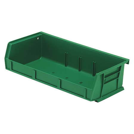 Quantum Storage Systems 60 lb Hang & Stack Storage Bin, polypropylene, 11 in W, 3 in H, Green, 5 3/8 in L QUS232GN