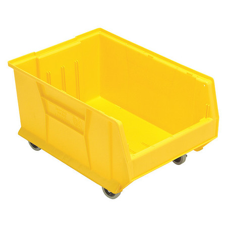 Quantum Storage Systems 250 lb Mobile Storage Bin, polypropylene, 16 1/2 in W, 11 in H, Yellow, 23 7/8 in L QUS964MOBYL