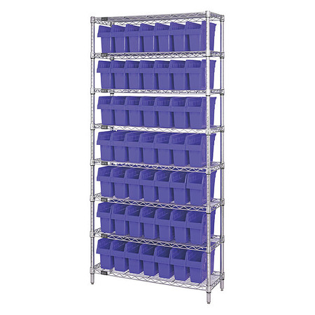 QUANTUM STORAGE SYSTEMS Steel Bin Shelving, 12 in W x 74 in H x 36 in D, 8 Shelves, Blue WR8-801BL