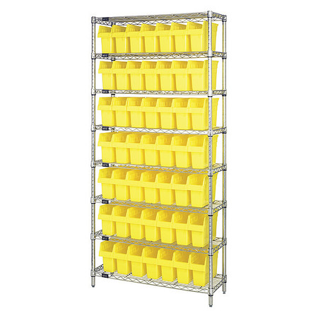 QUANTUM STORAGE SYSTEMS Steel Bin Shelving, 12 in W x 74 in H x 36 in D, 8 Shelves, Yellow WR8-801YL