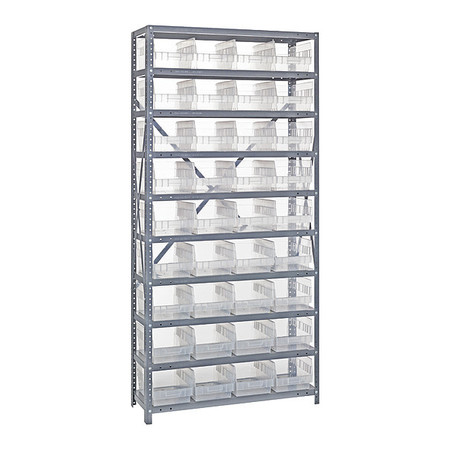 QUANTUM STORAGE SYSTEMS Steel Pick Rack, 36 in W x 75 in H x 18 in D, 10 Shelves, Clear 1875-208CL