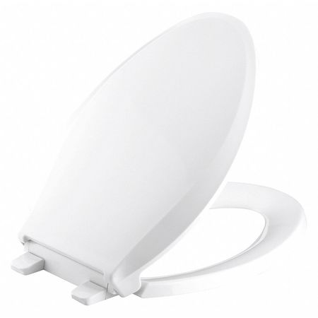 Kohler Toilet Seat, With Cover, Plastic, Elongated, White 4636-RL-0
