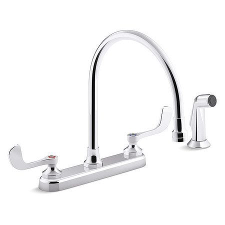 KOHLER Manual, 8" Mount, Gooseneck Kitchen Faucet K-810T71-5AFA-CP