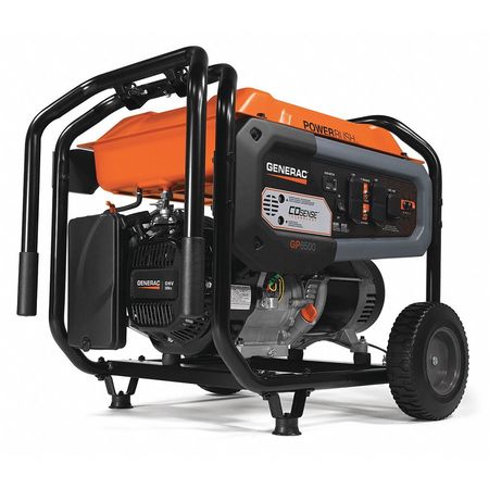 GENERAC Portable Generator, Gasoline, 6,500 W Rated, 8,125 W Surge, Recoil Start, 120/240V AC, 54.2/27.1 A 7683