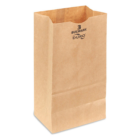 DURO BAG Grocery Bag, Brn, 8-9/16" L, 4-3/4" W, PK400 71003