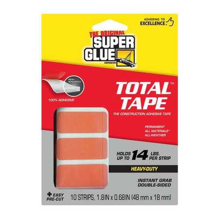 SUPER GLUE Double Sided Tape, 11/16" Width, Rubber 90019