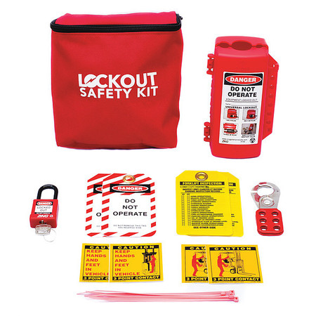 ZING Portable Lockout Kit, Filled, Canvas, Red 7675
