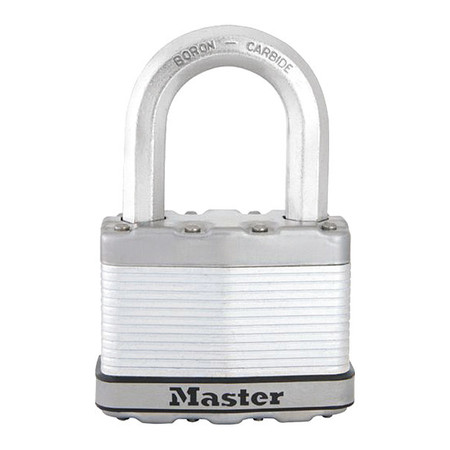 MASTER LOCK Padlock, Keyed Different, Long Shackle, Rectangular Steel Body, Boron Shackle, 1 3/16 in W M15XLF