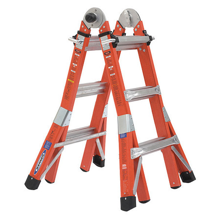 WERNER Multipurpose Ladder, Extension, Scaffold, Staircase, Stepladder Configuration, 11 ft, Fiberglass FMT-13