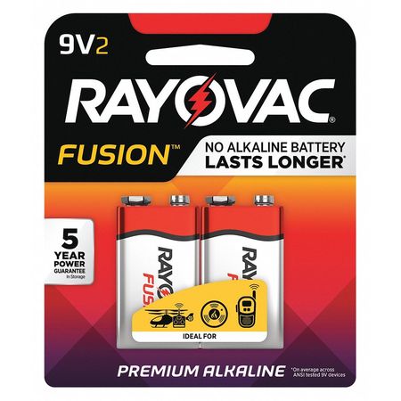 Rayovac Fusion 9V Alkaline Battery, 2 PK A16042TFUS