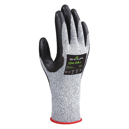 SHOWA Cut Resistant Coated Gloves, 4 Cut Level, Biopolymer, L, 1 PR 234L-08-V