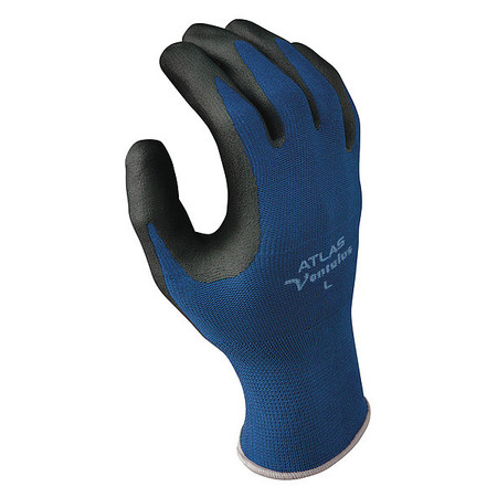 Showa Nitrile Coated Gloves, Palm Coverage, Black/Blue, L, PR 380L-08-V