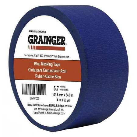 Zoro Select Masking Tape, Paper, Blue TC27-4" X 60YD