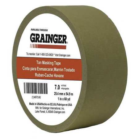 ZORO SELECT Masking Tape, Paper, Tan TC450-1" X 60YD