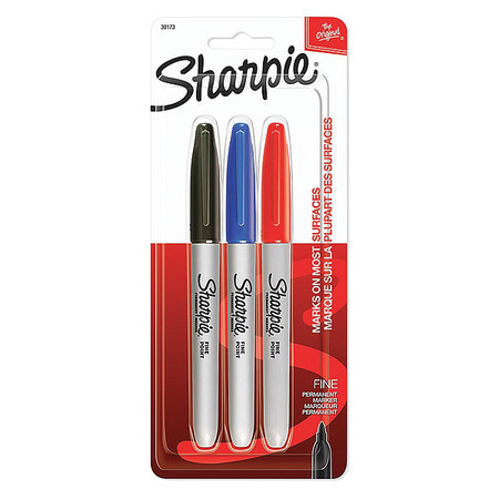 Sharpie Black, Blue, Red Permanent Marker Set, Fine Tip, 3 PK 30173PP