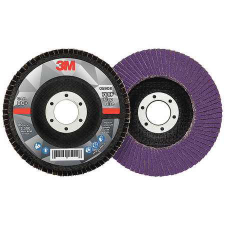 3M Flap Disc, Type 29, 4-1/2" dia., 80 Grit, Series: 769F 7100178028