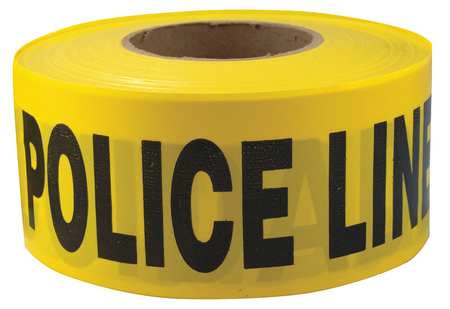 Zoro Select Barricade Tape, Police Line Do Not Cross, 3 in Wide x 1000 ft Long, Polyethylene, 1.6 mil Thickness 4ACD4