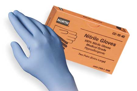 HONEYWELL NORTH Nitrile Disposable Gloves, 5 mil Palm Thickness, Nitrile, Powder-Free, XL, 2 PK 021640