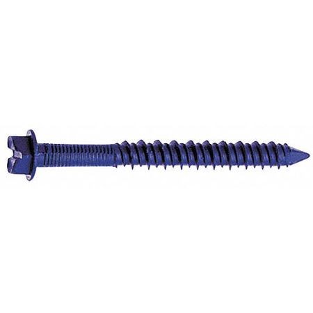 ZORO SELECT Masonry Screw, 1/4" Dia., Hex, 4 in L, Steel Blue Ruspert, 600 PK H4400BQ