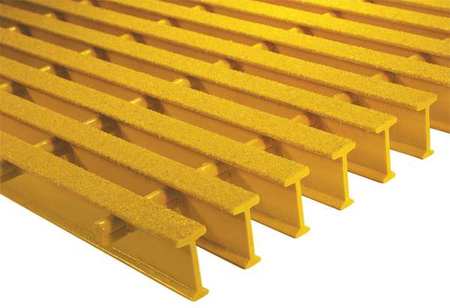 FIBERGRATE Industrial Pultruded Grating, 120 in Span, Grit-Top Surface, ISOFR Resin, Yellow 872850