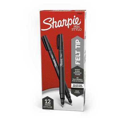 Sharpie Stick Permanent Pen, Fine 0.5 mm, Black PK12 1742663