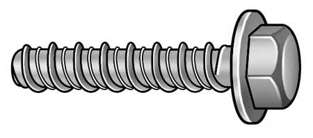 Red Head Large Diameter Tapcon Concrete Screw, 3/8" Dia., Hex, 2-1/2" L, Steel Zinc Plated, 50 PK LDT-3824