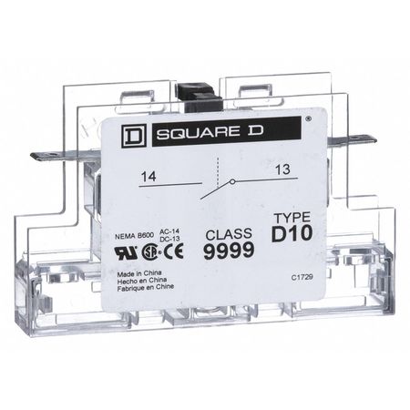 SQUARE D Auxiliary Contact, 1 NO 9999D10