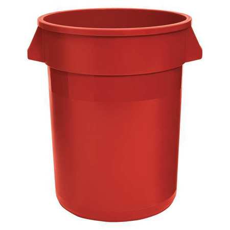 Zoro Select 44 gal Round Trash Can, Red, 24 in Dia, None, LLDPE 5DMU0