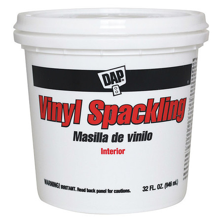 Dap Vinyl Spackling Paste, 1 qt, Tub, White, Vinyl Spackling 12132