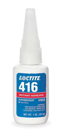 LOCTITE Instant Adhesive, 416 Series, Ultra Clear, 1 fl oz, Bottle 135452
