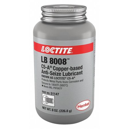 Loctite Anti-Seize Lubricant, Copper Base, 8 oz, Brush-Top Can LB 8008, C5-A 234263
