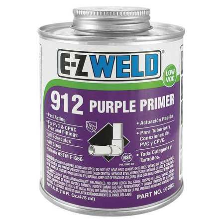 Ez Weld Primer, 16 Oz, Purple, PVC, CPVC 21203