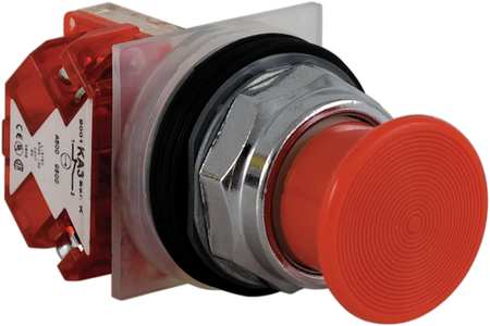 SCHNEIDER ELECTRIC Non-Illuminated Push Button, 30 mm, 1NC, Red 9001KR24RH6