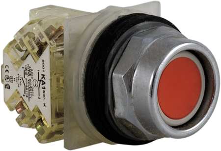 SCHNEIDER ELECTRIC Non-Illuminated Push Button, 30 mm, 1NO/1NC, Red 9001KR2RH13