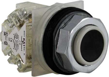 SCHNEIDER ELECTRIC Non-Illuminated Push Button, 30 mm, 1NO/1NC, Black 9001KR3BH13