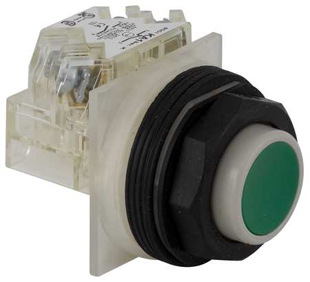 SCHNEIDER ELECTRIC Non-Illuminated Push Button, 30 mm, 1NO, Green 9001SKR3GH5