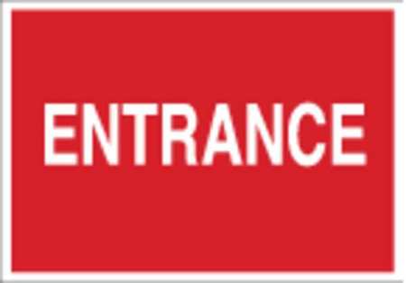 BRADY Entrance Sign, 7 x 10In, R/WHT, ENTR, ENG 22485