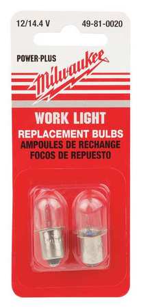 Milwaukee Tool Replacement Bulb, F/14.4V Work Lights, PK2 49-81-0020