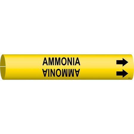 BRADY Pipe Marker, Ammonia, Yel, 3/4 to 1-3/8 In 4005-A