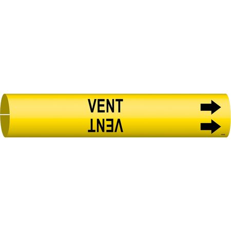 BRADY Pipe Marker, Vent, Yel, 1-1/2 to 2-3/8 In, 4148-B 4148-B