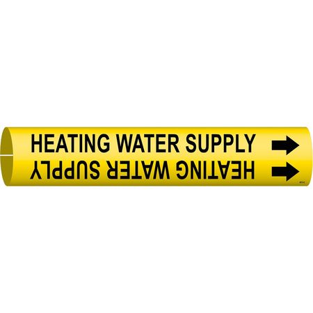 BRADY Pipe Marker, Heating Water Supply, Yellow, 4073-C 4073-C
