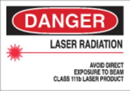 BRADY Danger Laser Sign, 7 in H, 10 in W, Aluminum, Rectangle, 42835 42835