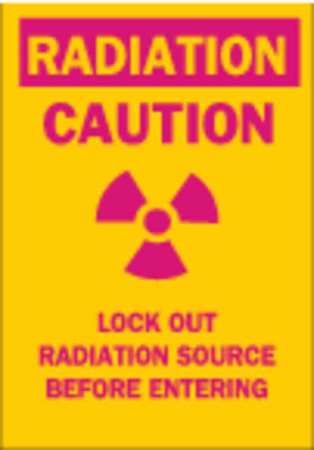 BRADY Radiation Sign, 14 in Height, 10 in Width, Aluminum, Rectangle, English 42869