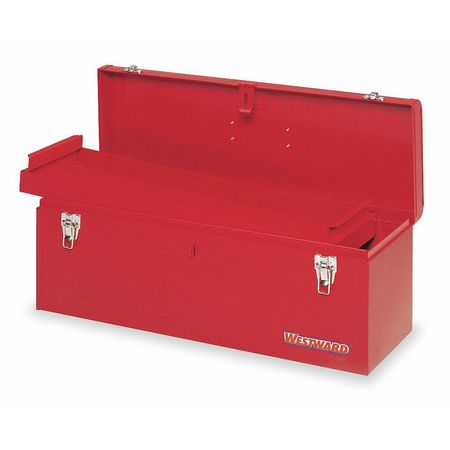 WESTWARD WESTWARD Tool Box, Steel, Red, 24 in W x 8 in D x 9 in H 10J162