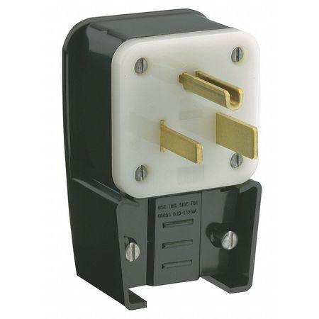 LEVITON Agl Strt Blade Plug, Blk, 50 A, Stnd, 6-50P 9650-P