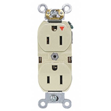 LEVITON Receptacle, 15 A Amps, 125VAC, Duplex Outlet, 5-15R, Ivory 5262-IGI