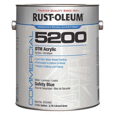 Rust-Oleum Interior/Exterior Paint, Glossy, Water Base, Safety Blue, 1 gal 5225402